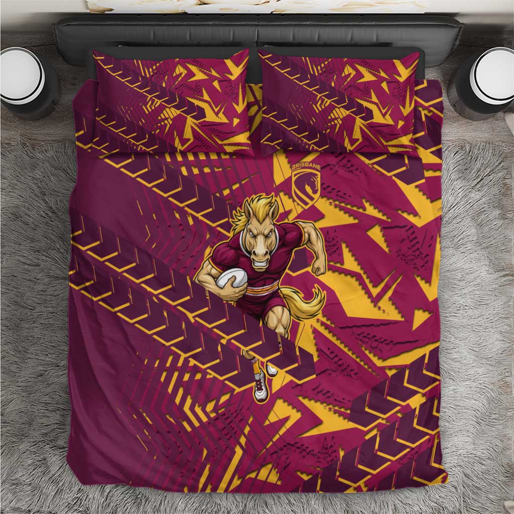 Brisbane Broncos Rugby Bedding Set Fierce Mascot Geometric Tribal Art