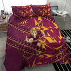 Brisbane Broncos Rugby Bedding Set Fierce Mascot Geometric Tribal Art