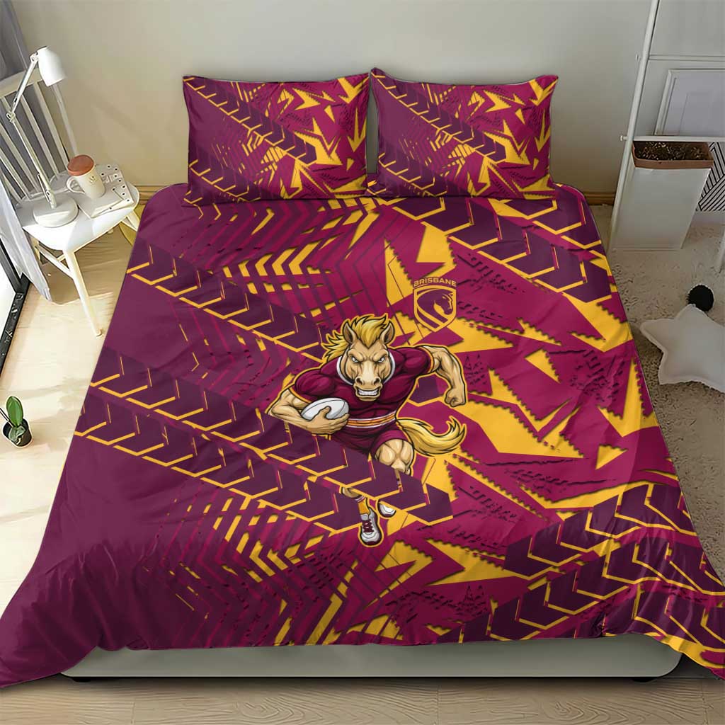 Brisbane Broncos Rugby Bedding Set Fierce Mascot Geometric Tribal Art