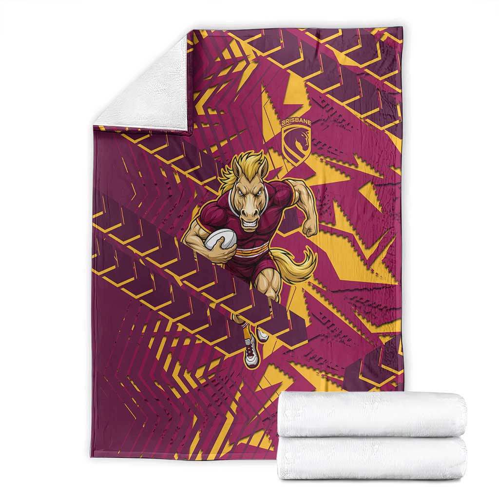 Brisbane Broncos Rugby Blanket Fierce Mascot Geometric Tribal Art