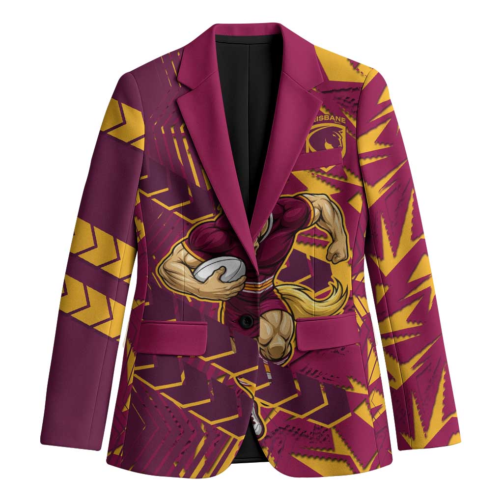 Brisbane Broncos Rugby Blazer Fierce Mascot Geometric Tribal Art