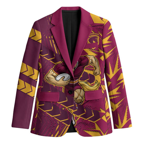 Brisbane Broncos Rugby Blazer Fierce Mascot Geometric Tribal Art