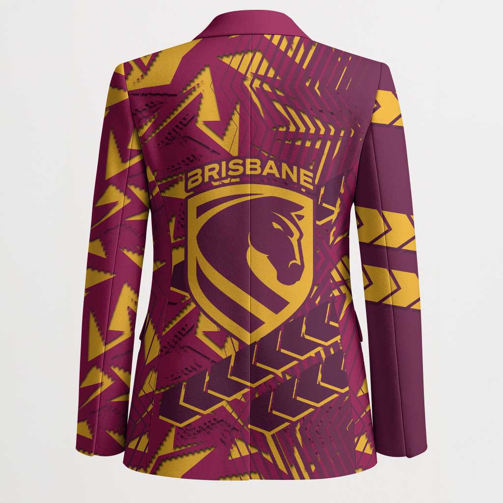 Brisbane Broncos Rugby Blazer Fierce Mascot Geometric Tribal Art
