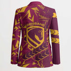 Brisbane Broncos Rugby Blazer Fierce Mascot Geometric Tribal Art