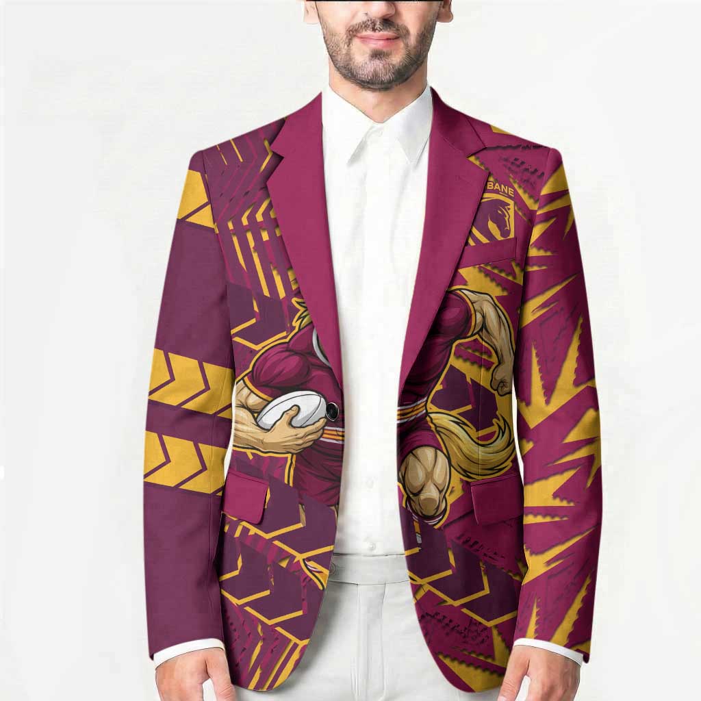 Brisbane Broncos Rugby Blazer Fierce Mascot Geometric Tribal Art