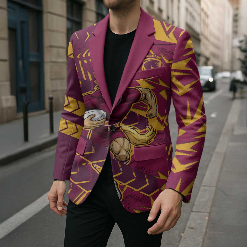 Brisbane Broncos Rugby Blazer Fierce Mascot Geometric Tribal Art