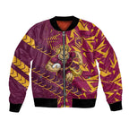 Brisbane Broncos Rugby Bomber Jacket Fierce Mascot Geometric Tribal Art
