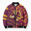 Brisbane Broncos Rugby Bomber Puffer Jacket Fierce Mascot Geometric Tribal Art