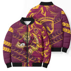 Brisbane Broncos Rugby Bomber Puffer Jacket Fierce Mascot Geometric Tribal Art