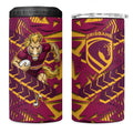 Brisbane Broncos Rugby 4 in 1 Can Cooler Tumbler Fierce Mascot Geometric Tribal Art