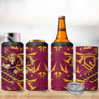 Brisbane Broncos Rugby 4 in 1 Can Cooler Tumbler Fierce Mascot Geometric Tribal Art