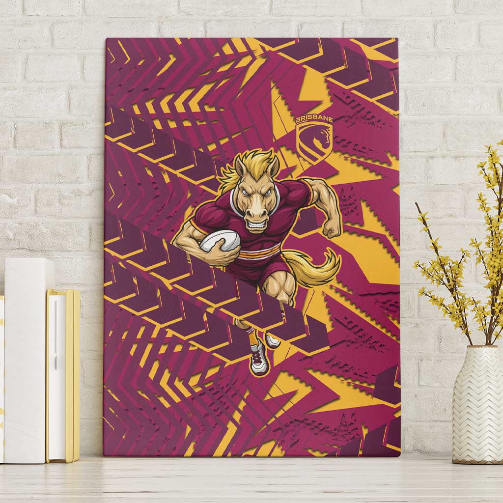 Brisbane Broncos Rugby Canvas Wall Art Fierce Mascot Geometric Tribal Art