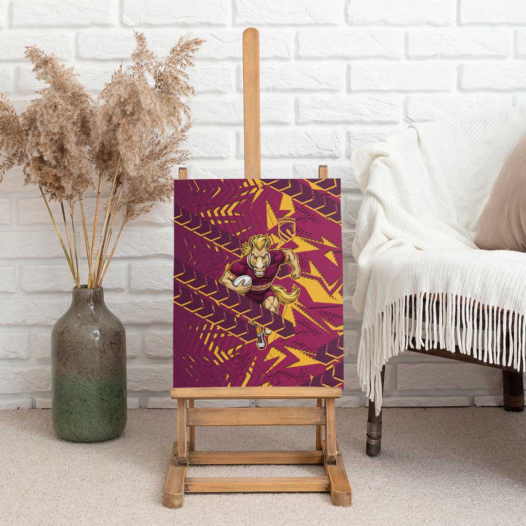 Brisbane Broncos Rugby Canvas Wall Art Fierce Mascot Geometric Tribal Art