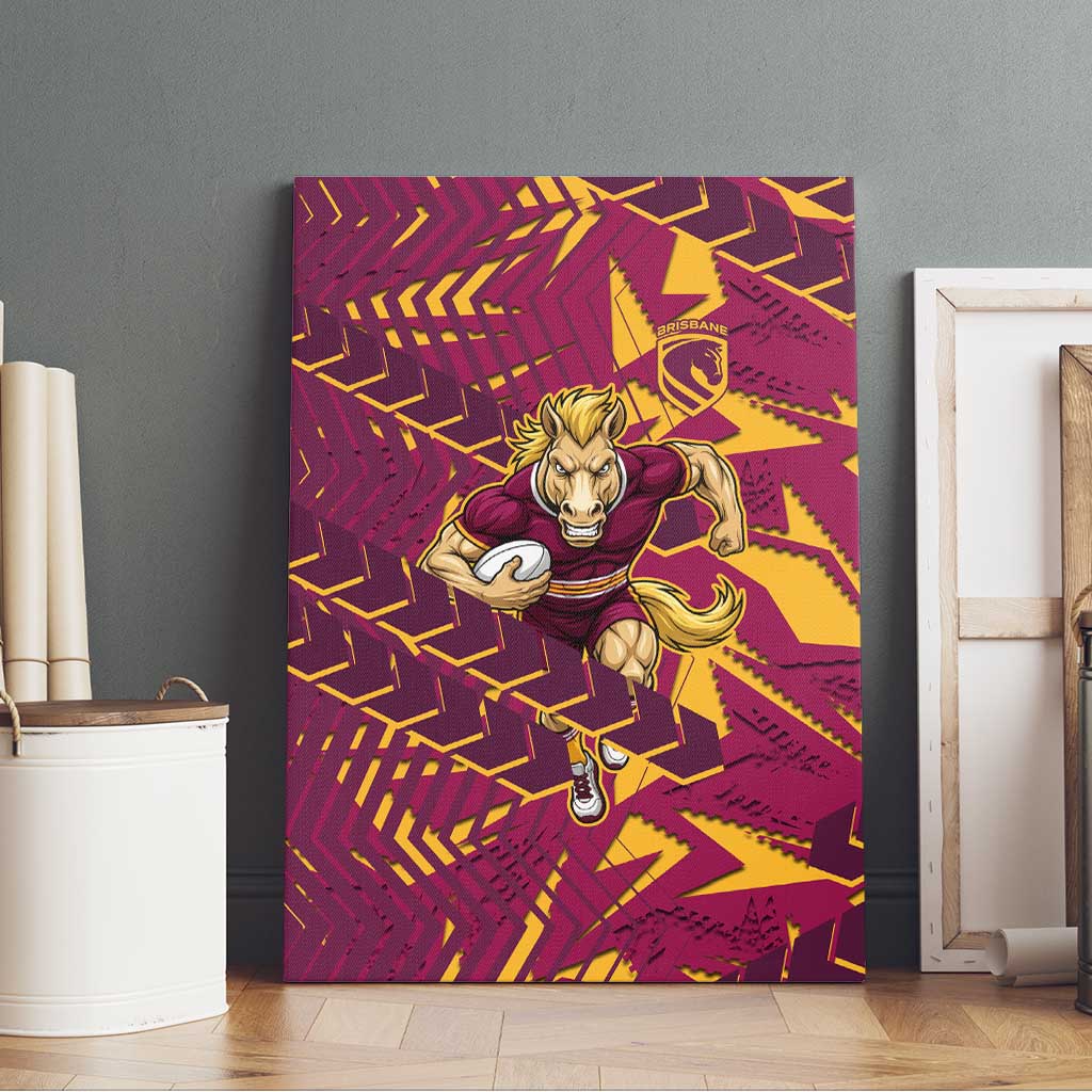 Brisbane Broncos Rugby Canvas Wall Art Fierce Mascot Geometric Tribal Art