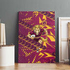 Brisbane Broncos Rugby Canvas Wall Art Fierce Mascot Geometric Tribal Art