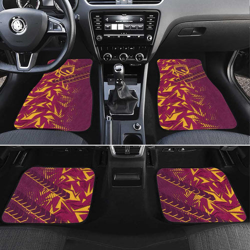 Brisbane Broncos Rugby Car Mats Fierce Mascot Geometric Tribal Art