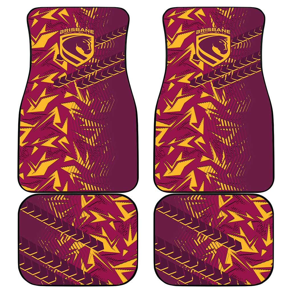 Brisbane Broncos Rugby Car Mats Fierce Mascot Geometric Tribal Art