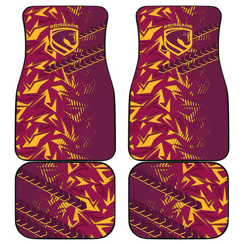 Brisbane Broncos Rugby Car Mats Fierce Mascot Geometric Tribal Art