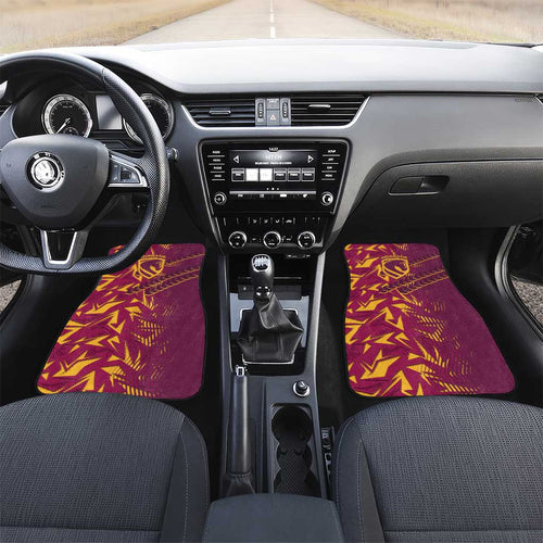 Brisbane Broncos Rugby Car Mats Fierce Mascot Geometric Tribal Art