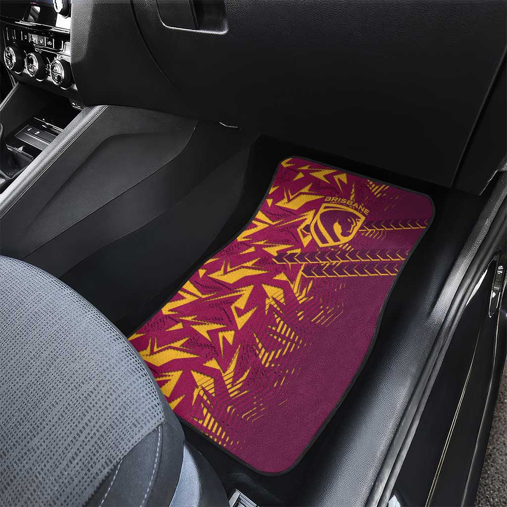 Brisbane Broncos Rugby Car Mats Fierce Mascot Geometric Tribal Art