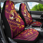Brisbane Broncos Rugby Car Seat Cover Fierce Mascot Geometric Tribal Art