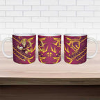 Brisbane Broncos Rugby Ceramic Mug Fierce Mascot Geometric Tribal Art