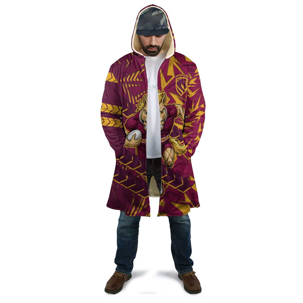 Brisbane Broncos Rugby Cloak Fierce Mascot Geometric Tribal Art