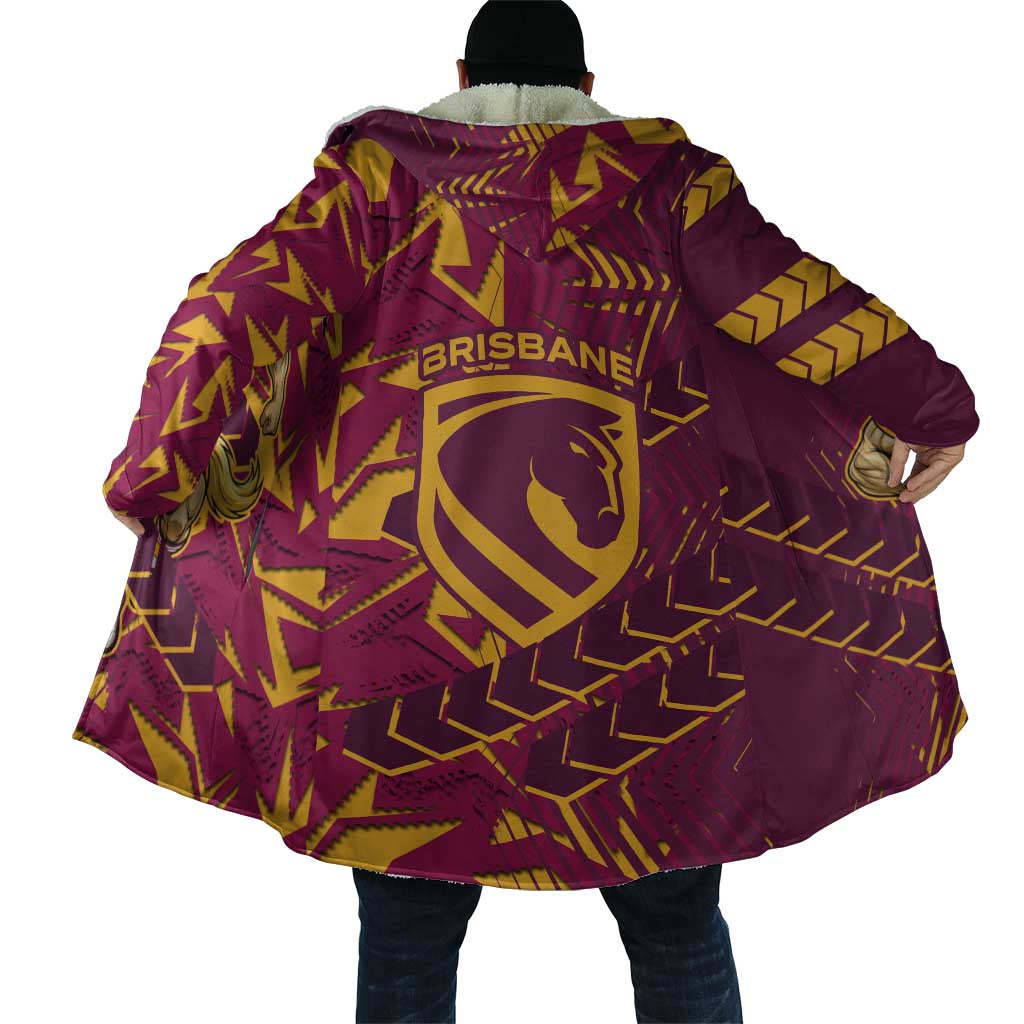 Brisbane Broncos Rugby Cloak Fierce Mascot Geometric Tribal Art