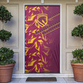 Brisbane Broncos Rugby Door Cover Fierce Mascot Geometric Tribal Art