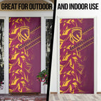 Brisbane Broncos Rugby Door Cover Fierce Mascot Geometric Tribal Art