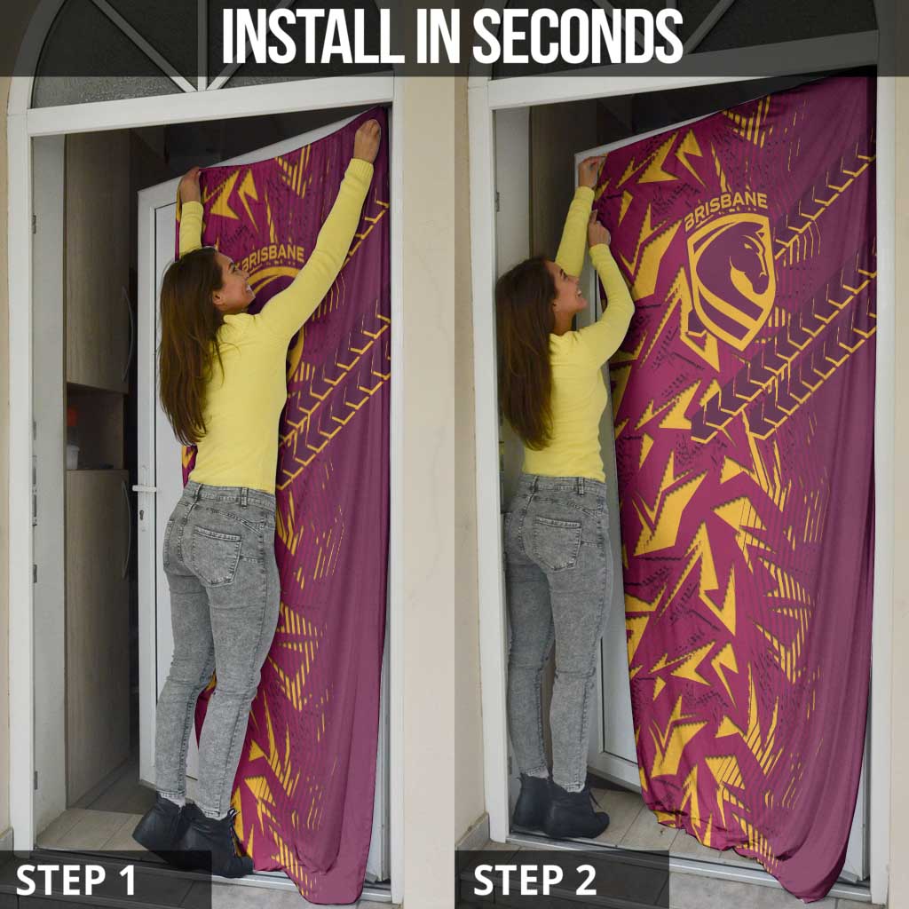 Brisbane Broncos Rugby Door Cover Fierce Mascot Geometric Tribal Art