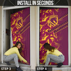 Brisbane Broncos Rugby Door Cover Fierce Mascot Geometric Tribal Art