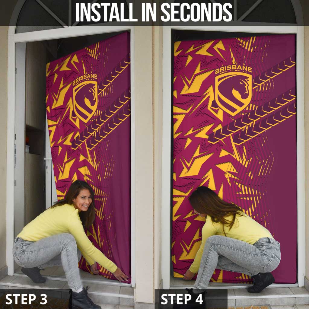 Brisbane Broncos Rugby Door Cover Fierce Mascot Geometric Tribal Art