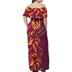 Brisbane Broncos Rugby Family Matching Off Shoulder Maxi Dress and Hawaiian Shirt Fierce Mascot Geometric Tribal Art