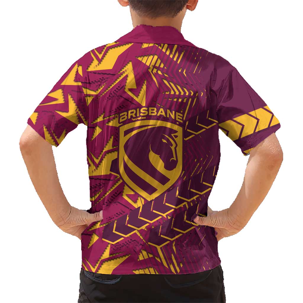 Brisbane Broncos Rugby Family Matching Puletasi and Hawaiian Shirt Fierce Mascot Geometric Tribal Art