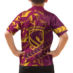 Brisbane Broncos Rugby Family Matching Puletasi and Hawaiian Shirt Fierce Mascot Geometric Tribal Art