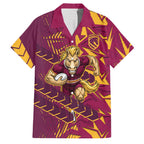 Brisbane Broncos Rugby Family Matching Puletasi and Hawaiian Shirt Fierce Mascot Geometric Tribal Art