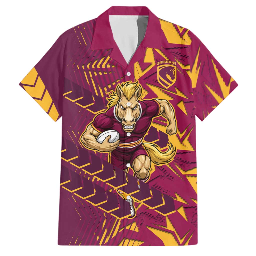 Brisbane Broncos Rugby Family Matching Puletasi and Hawaiian Shirt Fierce Mascot Geometric Tribal Art