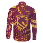 Brisbane Broncos Rugby Family Matching Puletasi and Hawaiian Shirt Fierce Mascot Geometric Tribal Art