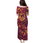 Brisbane Broncos Rugby Family Matching Puletasi and Hawaiian Shirt Fierce Mascot Geometric Tribal Art
