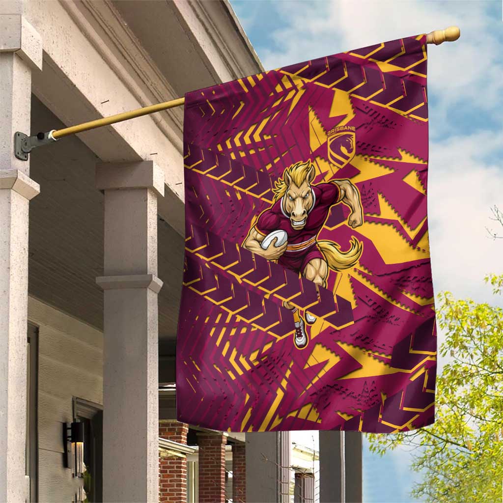 Brisbane Broncos Rugby Garden Flag Fierce Mascot Geometric Tribal Art