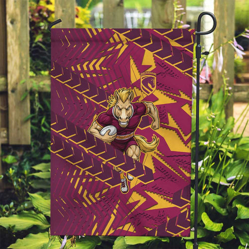 Brisbane Broncos Rugby Garden Flag Fierce Mascot Geometric Tribal Art