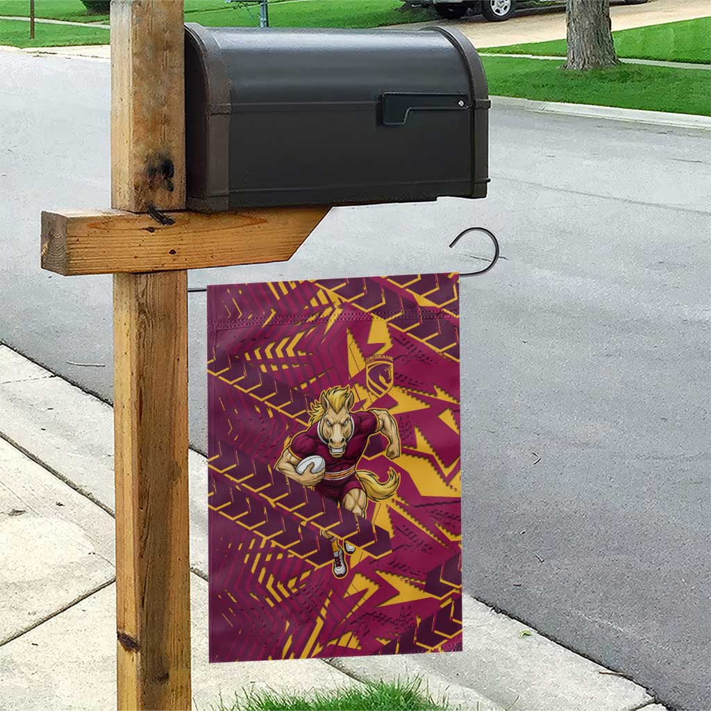 Brisbane Broncos Rugby Garden Flag Fierce Mascot Geometric Tribal Art