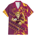 Brisbane Broncos Rugby Hawaiian Shirt Fierce Mascot Geometric Tribal Art