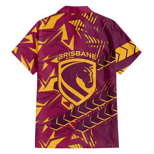 Brisbane Broncos Rugby Hawaiian Shirt Fierce Mascot Geometric Tribal Art