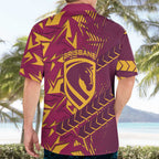 Brisbane Broncos Rugby Hawaiian Shirt Fierce Mascot Geometric Tribal Art