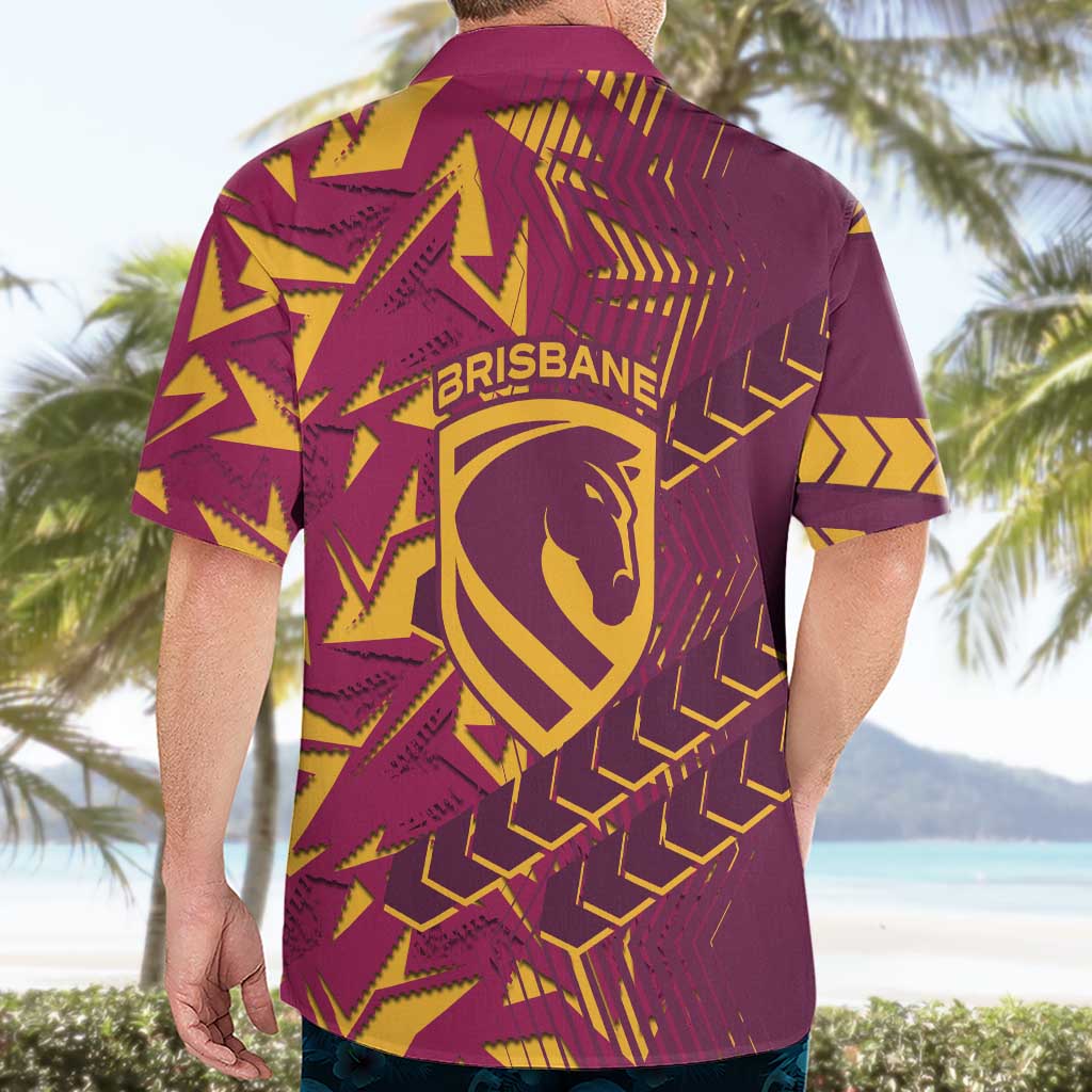 Brisbane Broncos Rugby Hawaiian Shirt Fierce Mascot Geometric Tribal Art