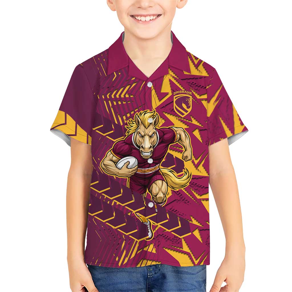 Brisbane Broncos Rugby Hawaiian Shirt Fierce Mascot Geometric Tribal Art