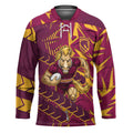 Brisbane Broncos Rugby Hockey Jersey Fierce Mascot Geometric Tribal Art