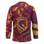 Brisbane Broncos Rugby Hockey Jersey Fierce Mascot Geometric Tribal Art